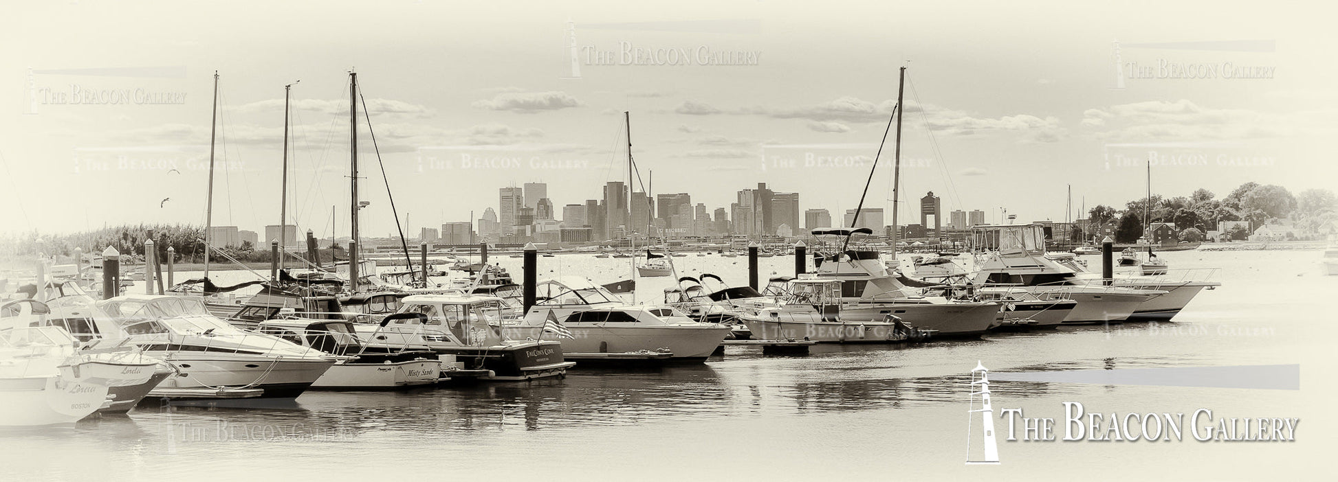 Boats with Boston Skyline by Thomas Logan